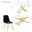 Table et chaise modernes et minimalistes modernes: quatre chaises en lin noir, bureau texturé blanc, pieds réglables en métal enduit doré pour la cuisine