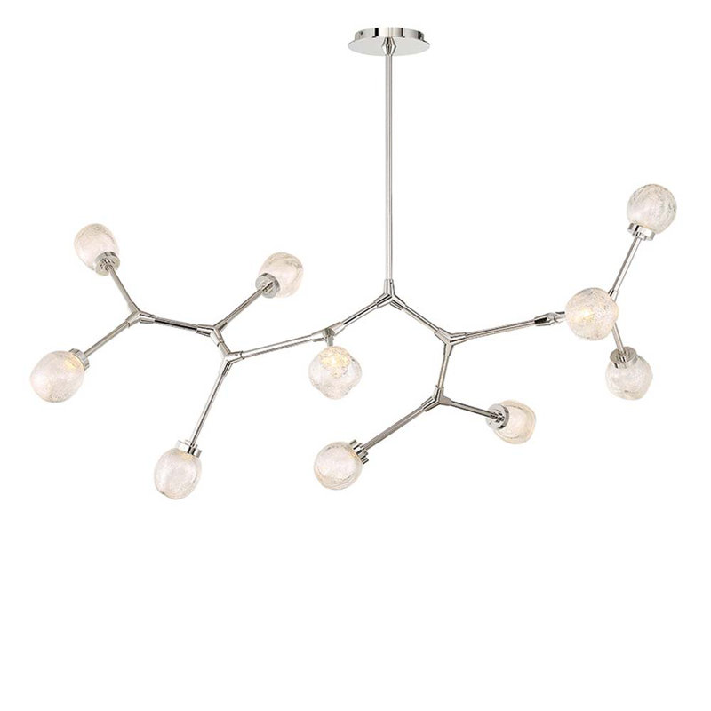 Catalyst Polished Nickel 10-Light LED Sputnik Chandelier with Art Glass Shades