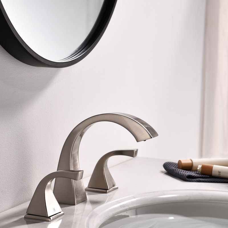 Robinet de salle de bain à large entraxe, Nickel brossé