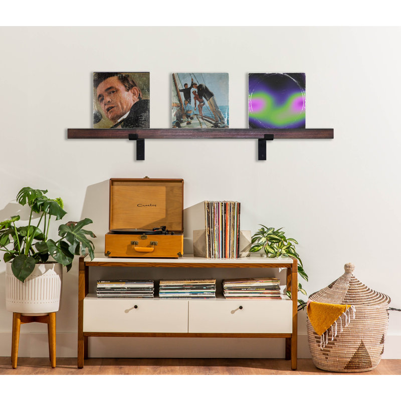 Rayne Record Display Shelves, Black Cherry, 17x3x2