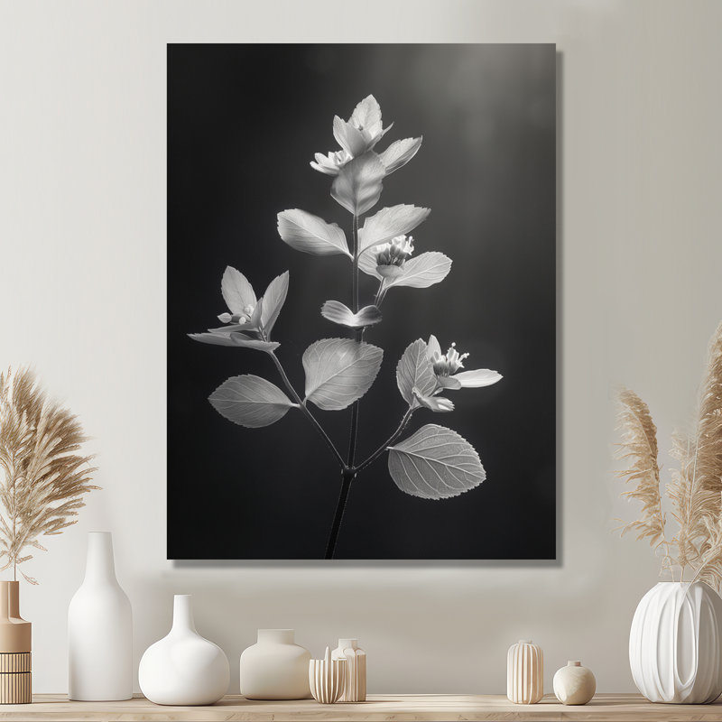 «Elegant Silhouette», gris, monochrome, eucalyptus II - Eucalyptus, art mural, Toile tendue, H 40 po x l 30 po x P 1,5 po