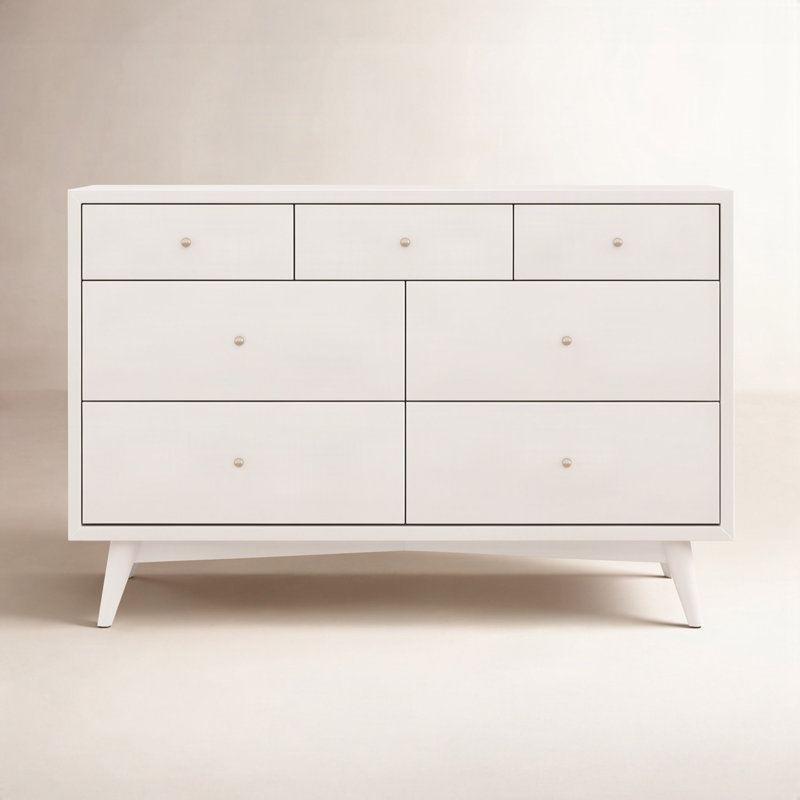 Commode double 7 tiroirs Palma, Blanc chaud