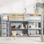 Lit mezzanine simple avec bureau coulissant et armoires de rangement-815906570