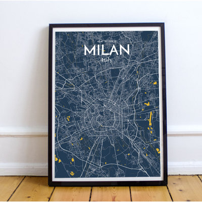 Milan City Map - No Frame Print