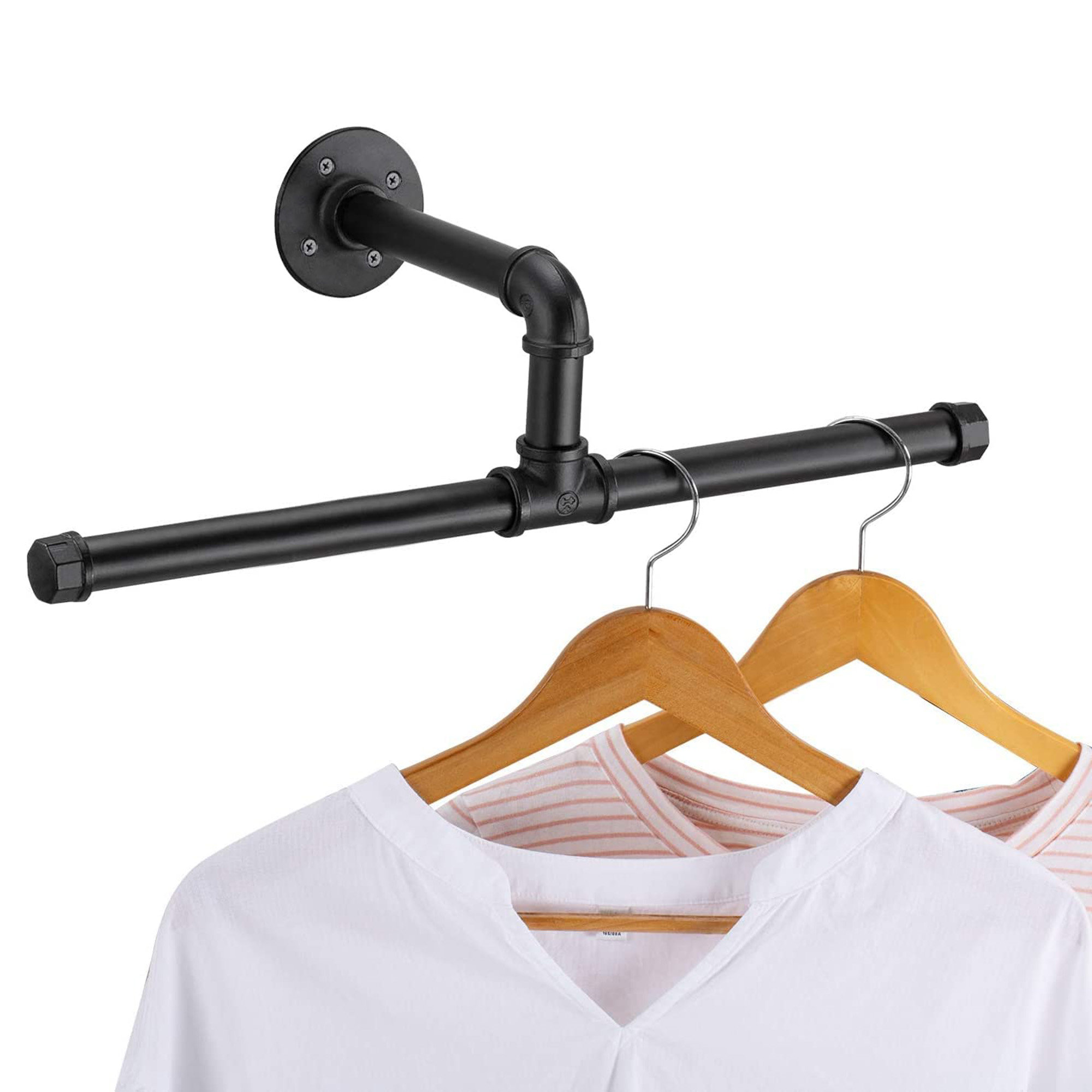 17 Stories Industrial Pipe Floating Clothing Rack Wall Mounted ...