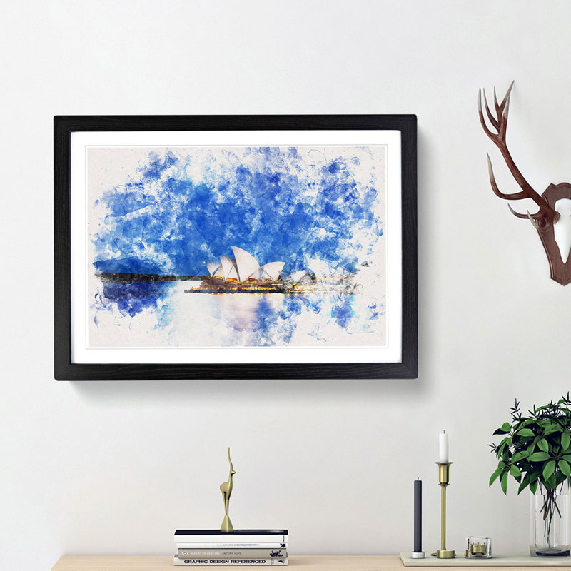 Sydney Opera House - Picture Frame Painting Print, Black Framed, 36cm H x 48cm W x 2cm D