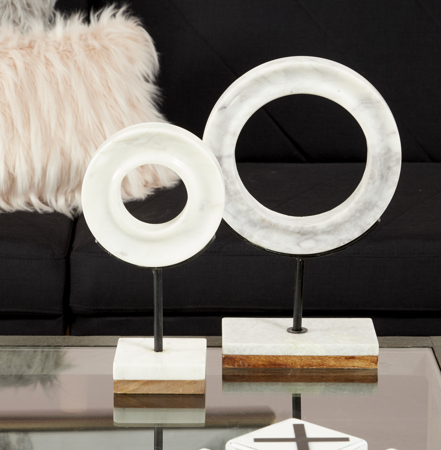 Genuine Marble Ring Sculpture, 14" H x 9" W x 4" D