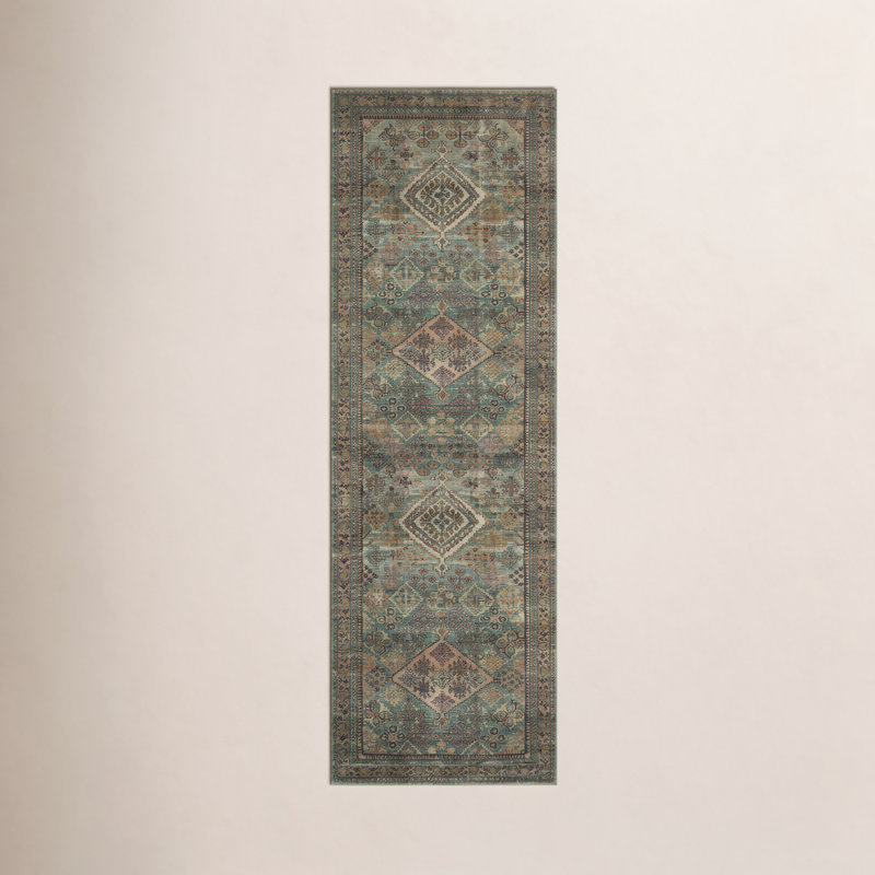Magnolia Home By Joanna Gaines X Loloi Sinclair Machine Washable Turquoise / Multi Area Rug, Runner 2'3" x 9'6"