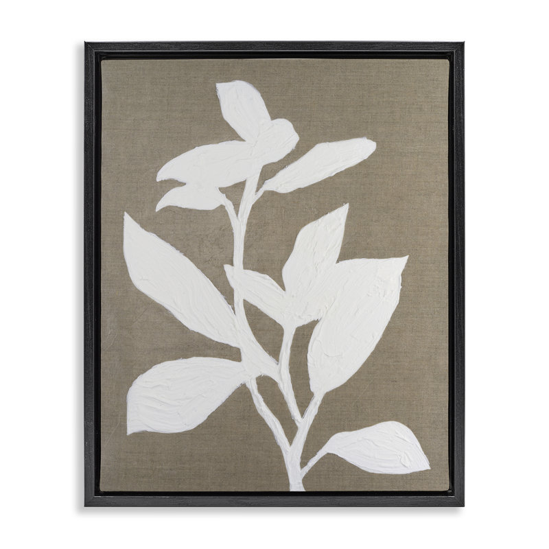 Cadre flottant floral en lin givré, design par Vanna Lam, Cadre flottant noir de jais, H 21 po x l 17 po