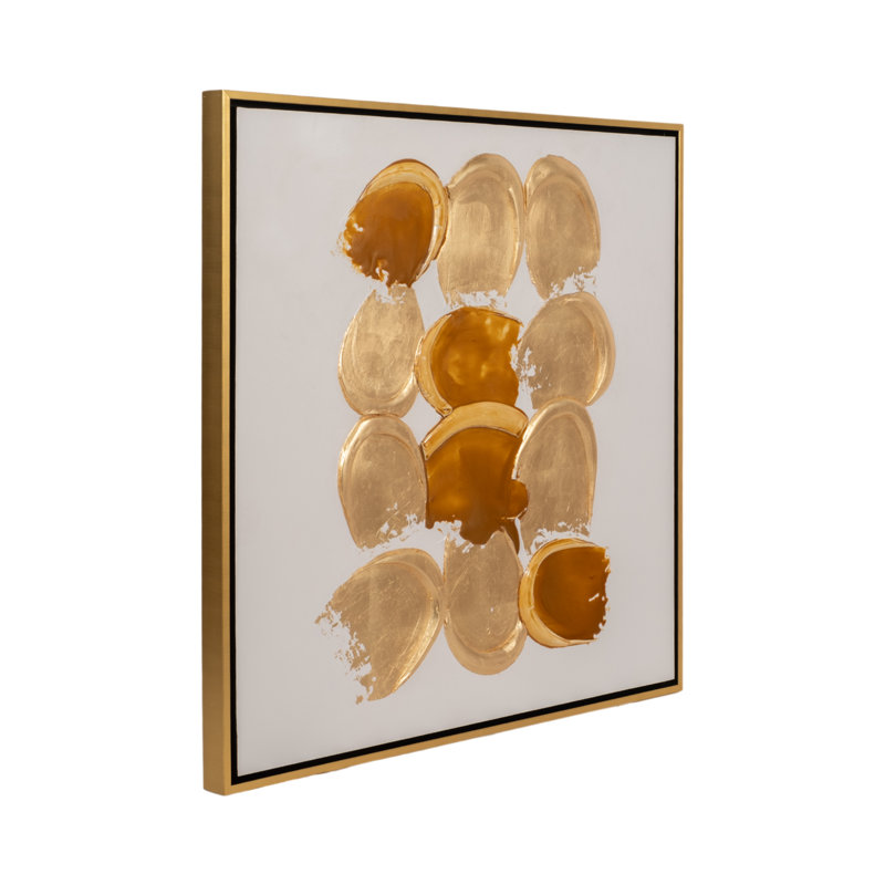 47X47 Hand Painted Gold Rocks, Gld/Wht
