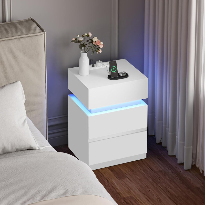 40cm W Bedside Table, White