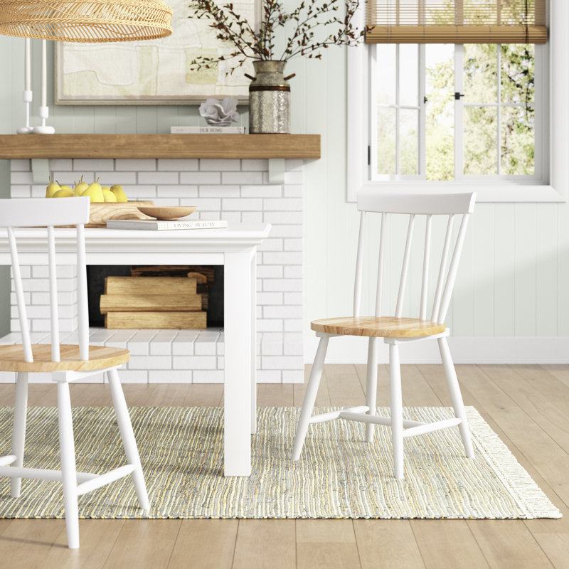 London 17.72'' H Solid Wood Side Chair, Natural/White