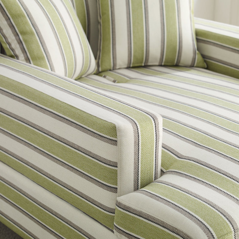 Chaise longue rembourrée en tissu 39,76 po, Lin vert à rayures