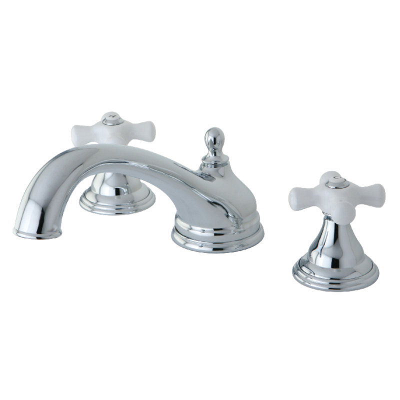 Robinet de baignoire romaine à fixation sur plateau à poignées doubles Vintage, Chrome poli