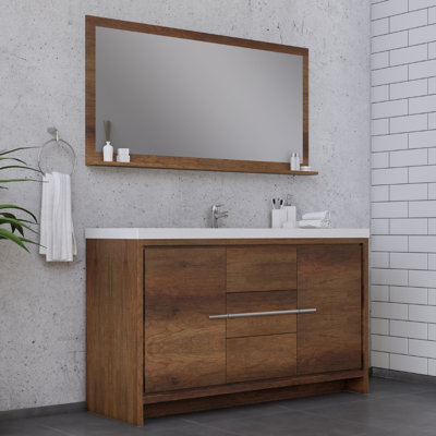 Feike 60'' Single Bathroom Vanity with Solid Surface Top