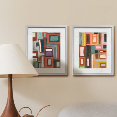 « Color bloquant I », ensemble de 2 reproductions d’art graphique encadrées sur papier