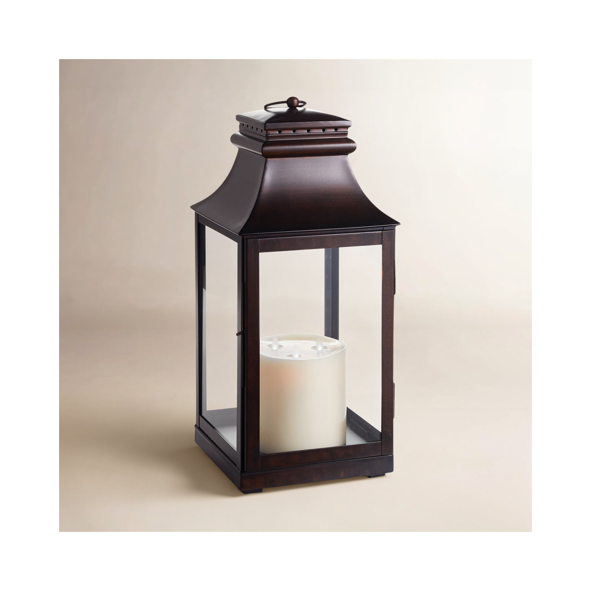 Idora Stainless Steel Floor Lantern, 21" H x 9.5" W x 9.5" D