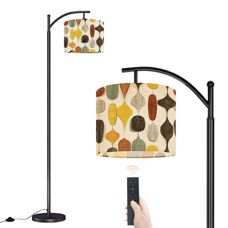 Arc Floor Lamp with Adjustable Lampshade abstract mid century modern Standing Lamp 3 Color Temperatures Dimmable Tall Pole Lamp with Foot Switch for Bedroom