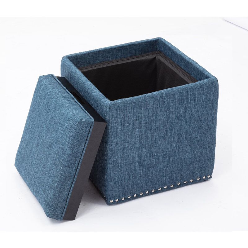 Repose-pieds Chase en tissu avec couvercle rabattable (gris clair), Polyester bleu