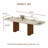 63-94.5" Modern Extendable Retangular Dining Table For 4-10, Sintered Stone Table Top, With Brown Wood Double Base-472097219