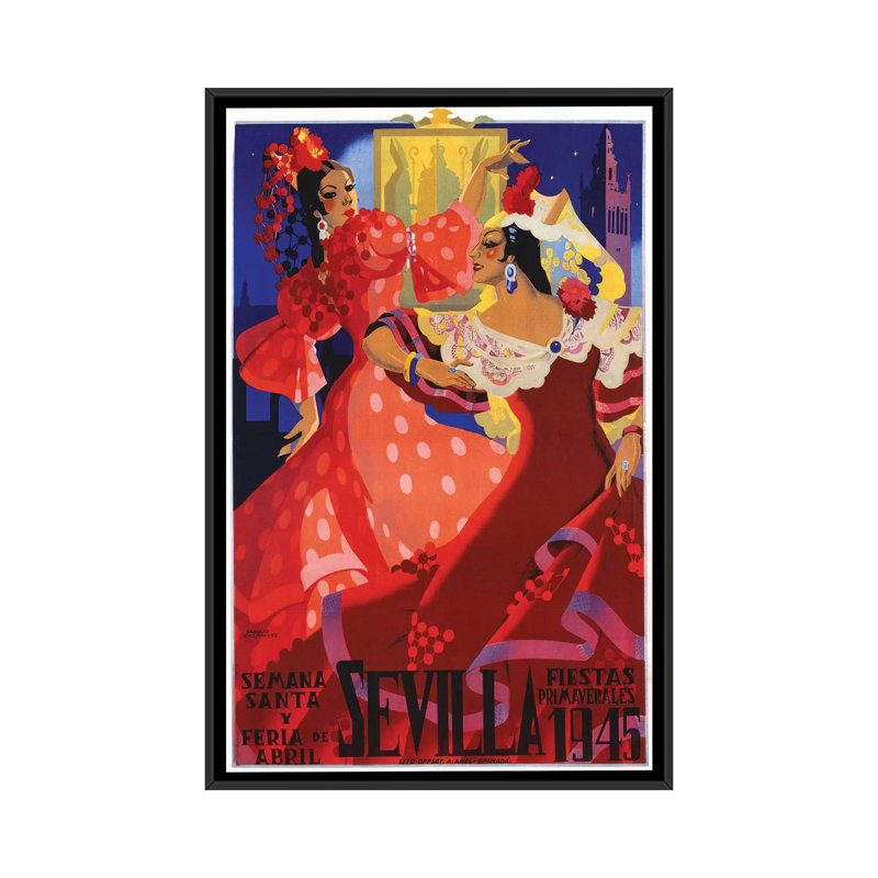 « sevilla, 1945 », impression sur toile, H 26 po x l 18 po x P 1,5 po, Toile avec cadre noir, Pas de tapis