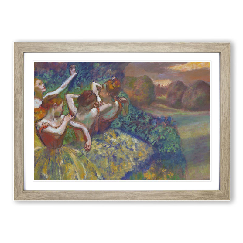Four Ballet Ballerina Dancers Vol.1 by Edgar Degas - Picture Frame Painting, Oak Framed, 27cm H x 36cm W x 2cm D