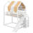 Full Size House Shape Loft Bed With Canopy, Wood Loft Bed With Roof, Built-In Bookshelves & Slide, Space-Saving Bed Frame-853865541