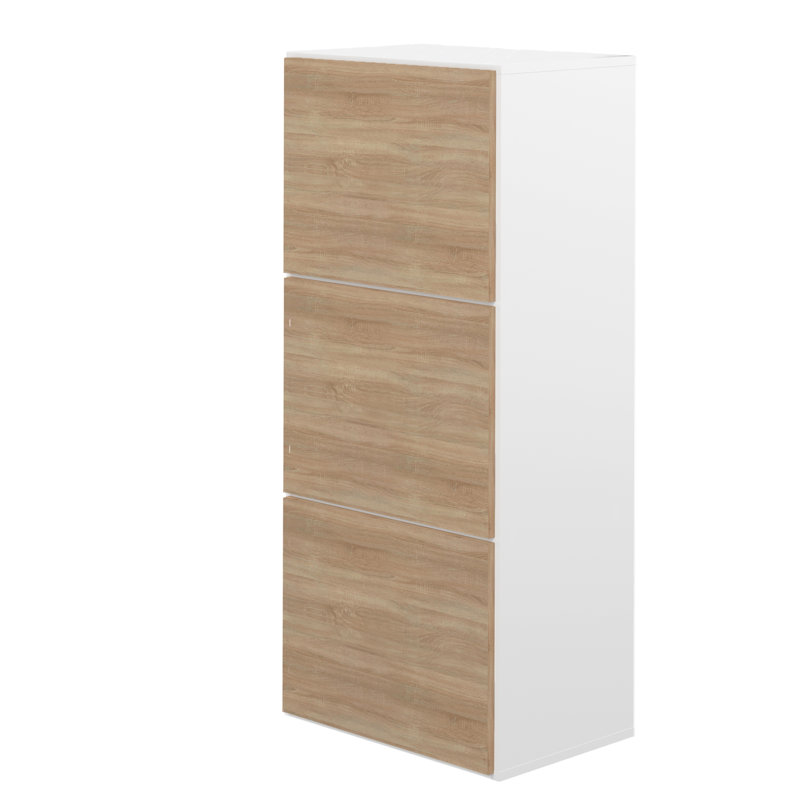 12 Pair Shoe Storage Cabinet, White/Natural Oak