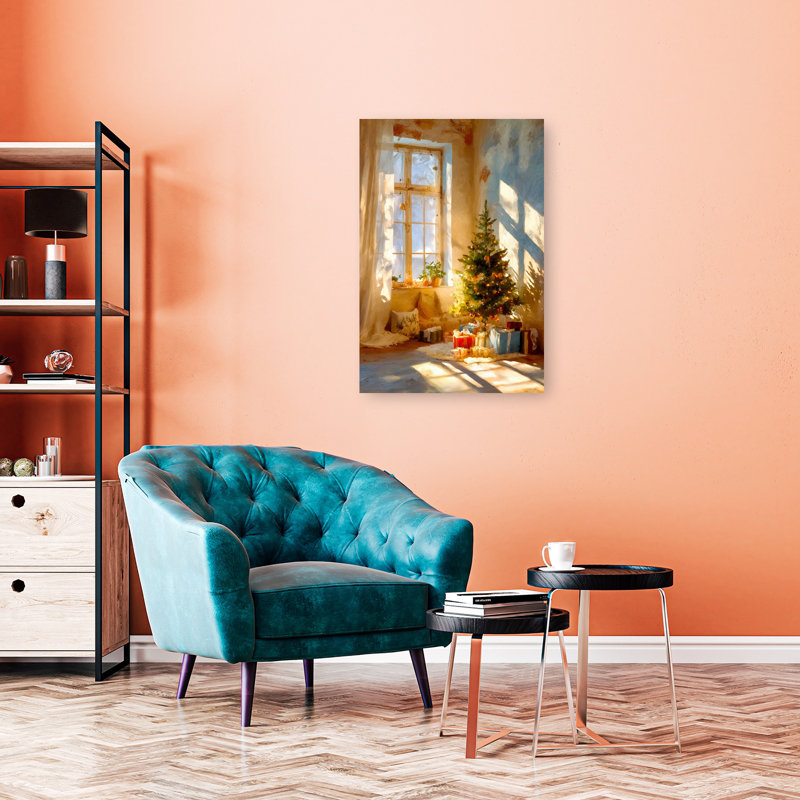 Cozy Christmas Morning Peaceful Rustic Serene Christmas Tree Winter Architecture Wall Art, 36" H x 24" W