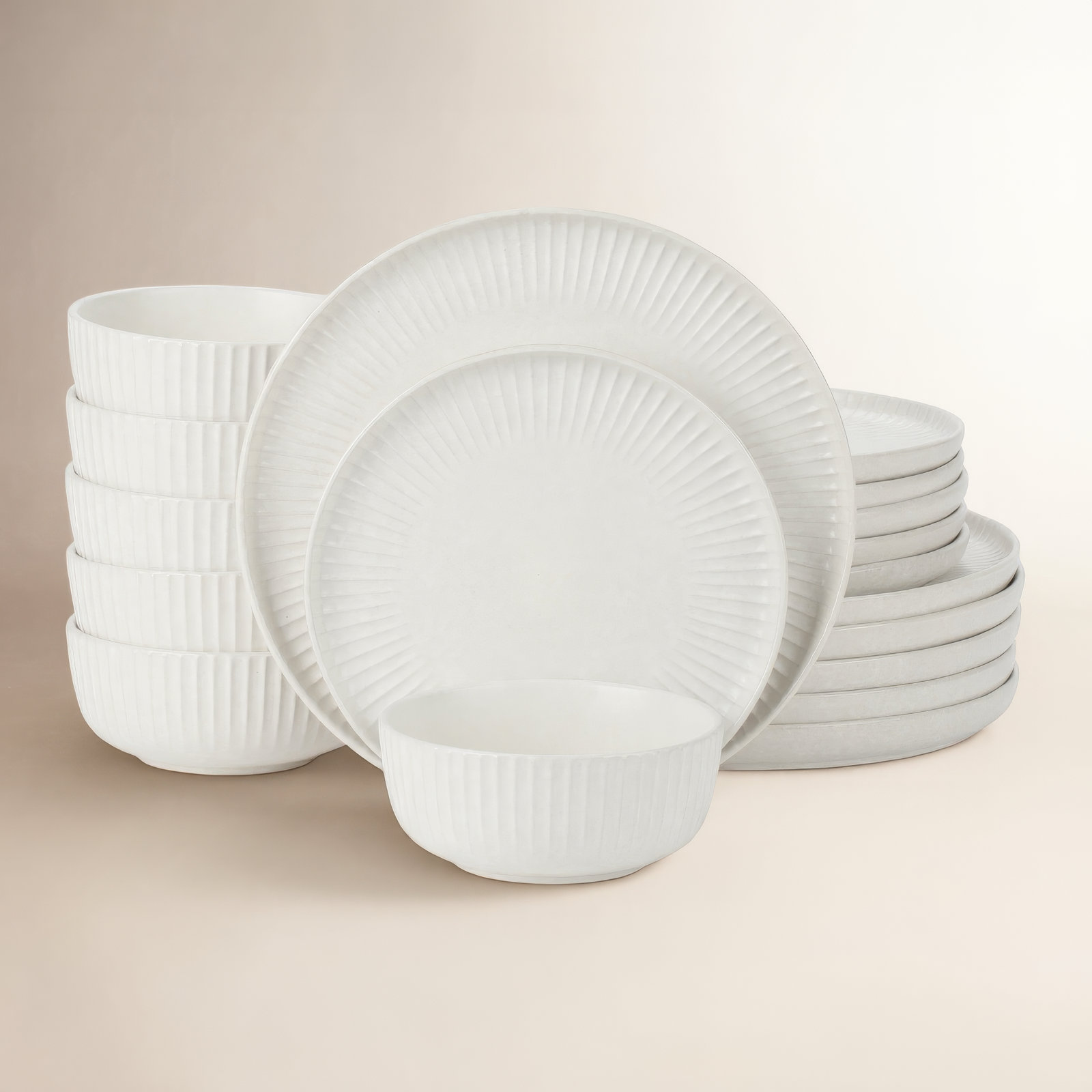 Stoneware Dinnerware Set, Matte White
