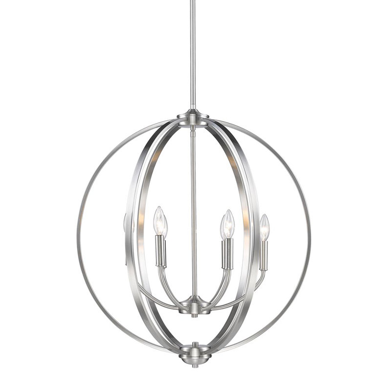 Petitt 6-Light Dimmable Globe Chandelier , Pewter, No Shade