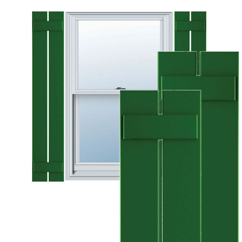 Volets en PVC True Fit à deux planches espacées, Vert viridien, H 58 po x l 11,25 po x P 0,625 po