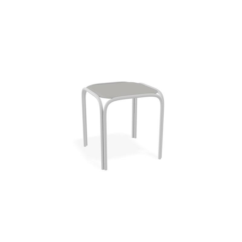 Outdoor Square Side Table, White/White