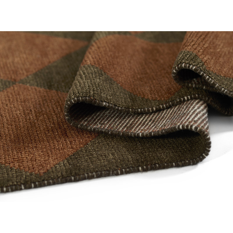 Copper and Dark Brown Rectangular Wool Handmade Area Rug