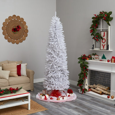 8ft. Slim White Artificial Christmas Tree with 1348 Bendable Branches