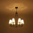 6 - Light Classical / Traditional Wagon Wheel Chandelier With Fabric Shaded