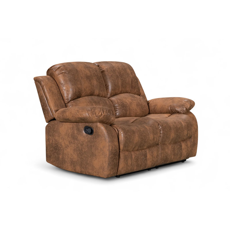 Kaylan 2 Seater Faux Leather Reclining Sofa, Brown