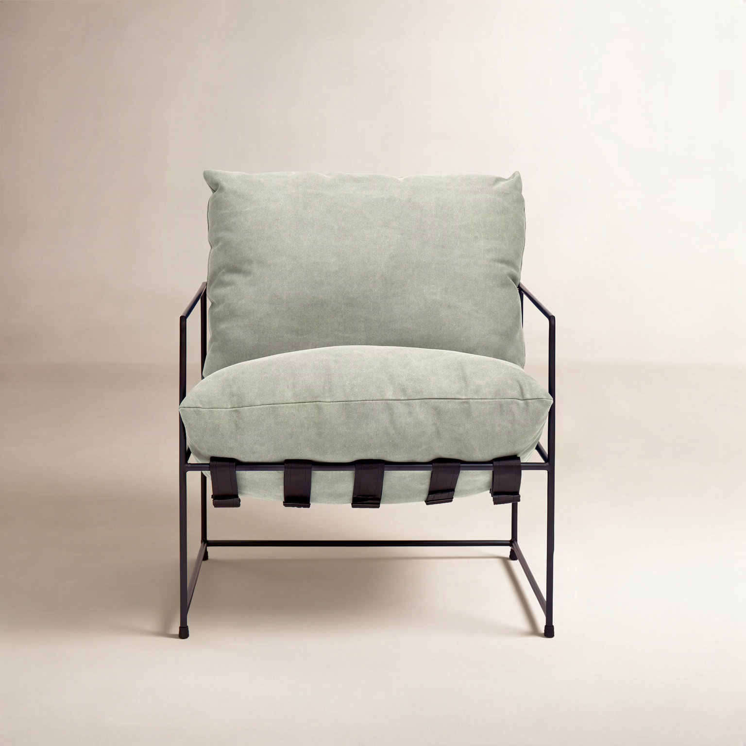 Danita Upholstered Armchair, Washed Green Performance Canvas