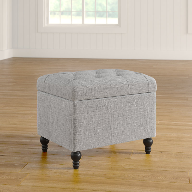 Repose-pieds avec rangement Chubbuck, 100% polyester gris moyen, Noir