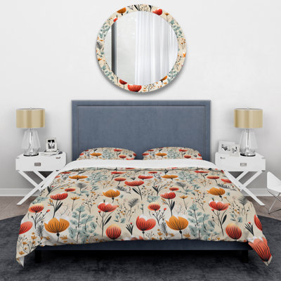 Ensemble de housse de couette à motif floral orange Meadow I