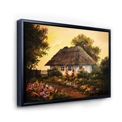 Traditional Cottage at Sunset in Autumn - Peinture sur toile