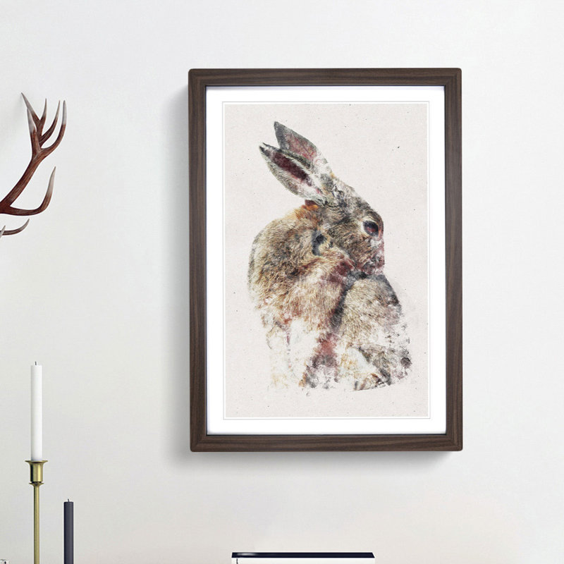 Brown Rabbit - Framed Print, 87cm H x 62cm W x 2cm D, Walnut Framed