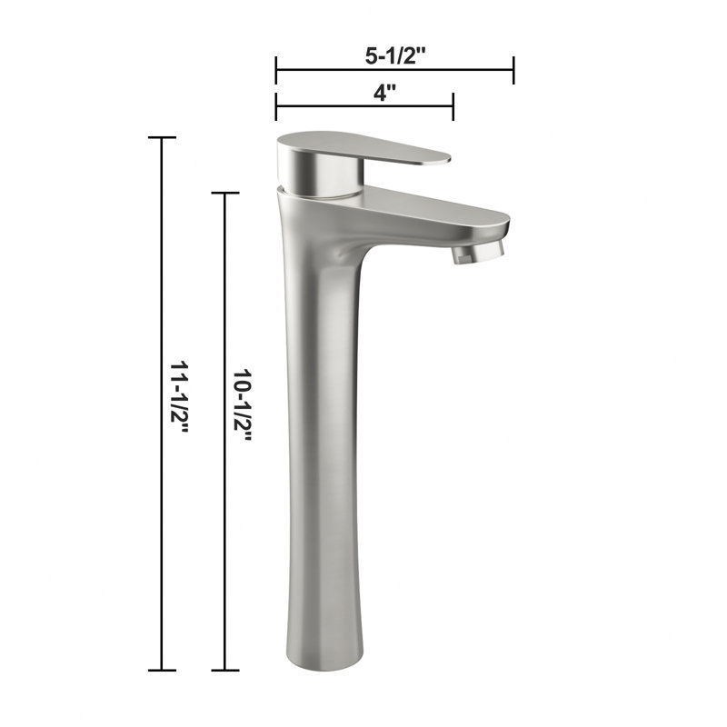 Robinet de lavabo de salle de bain monocorps et monocommande, Argent brossé