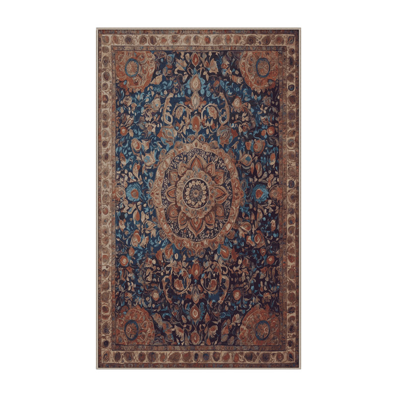 Machine Washable Brown Area Rug, Rectangle 5' x 7'