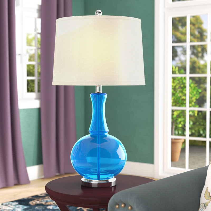 Lampe de table 31 po Teston, Bleu translucide