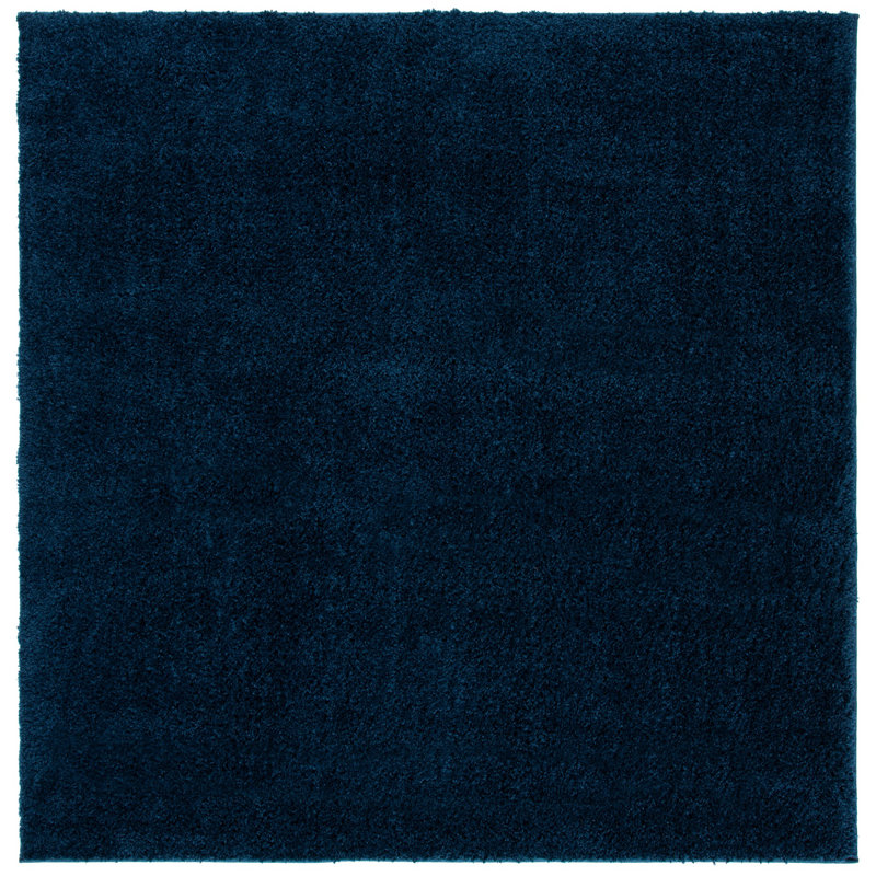 Tapis à poil long bleu marine Aeryn, Carré 4 pi
