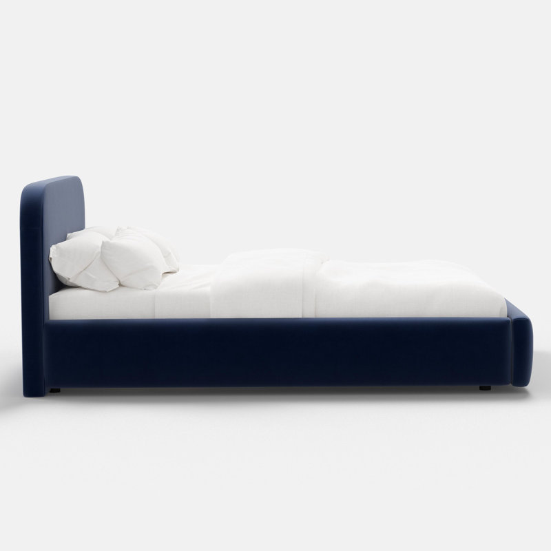 Lit plateforme Daphne, Velours performance, océan, Simple