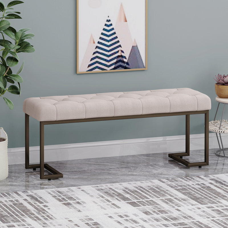 Banc rembourré capitonné, Beige