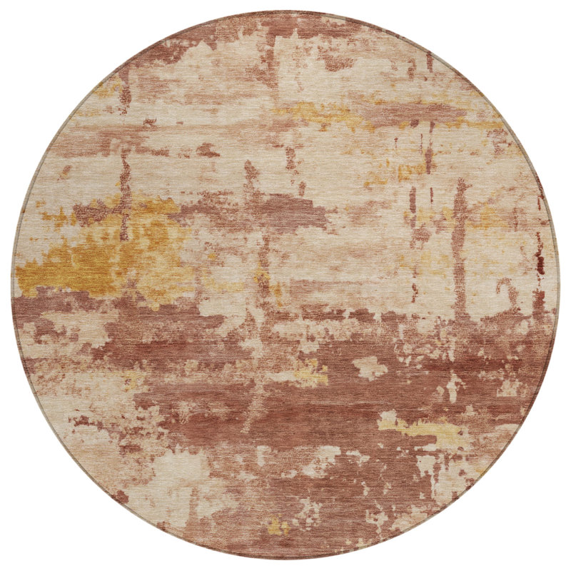 Machine Washable Indoor/Outdoor Jadiel ACN2362 Abstract Rug, Round 8'
