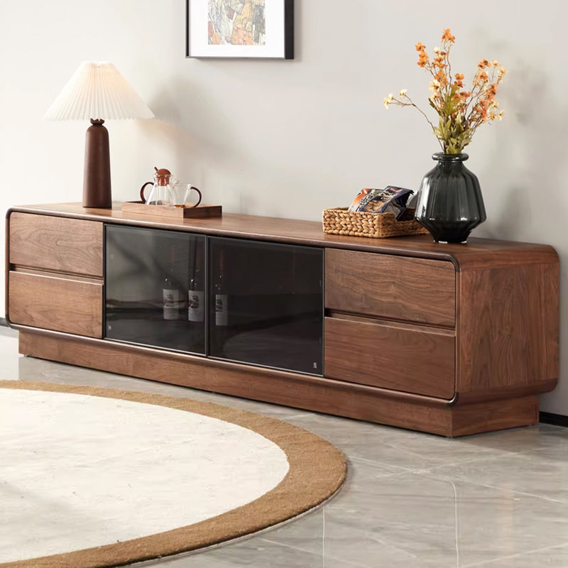 Meuble télé simple en bois de noyer noir, H 18,89 po x L 70,86 po x l 15,74 po